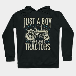 Just A Boy Who Loves Tractors. Kids Farm Lifestyle Hoodie